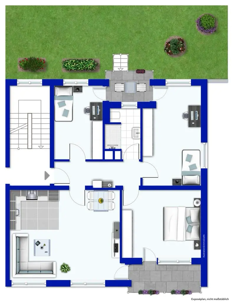 Grundriss Moderne 4-Zimmer-Gartenwohnung in Merzhausen – kernsaniert und bezugsfrei
